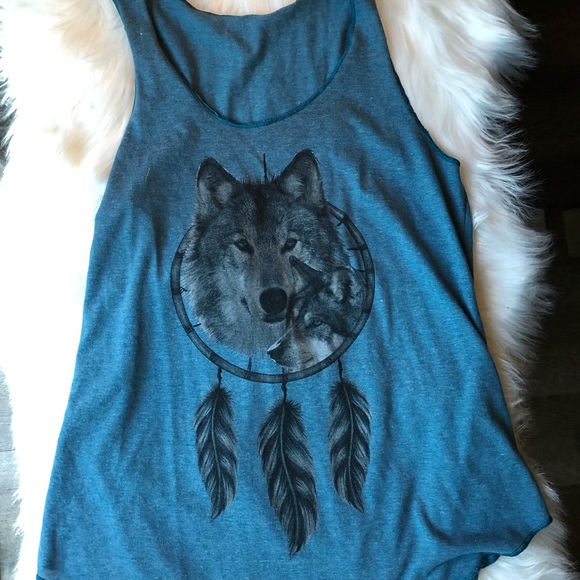 Wolf dreamcatcher festival boho racerbank tank